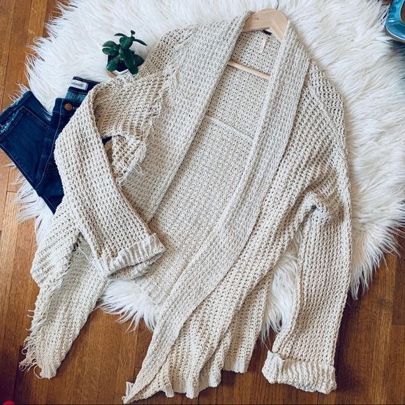 🌿- FREE PEOPLE cardigan sweater w/fringe deta… - Picture 6 of 8